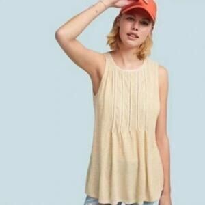 Anthropologie Akemi + Kin Rayon Gold Stripe Tank Top Spring Swing Babydoll